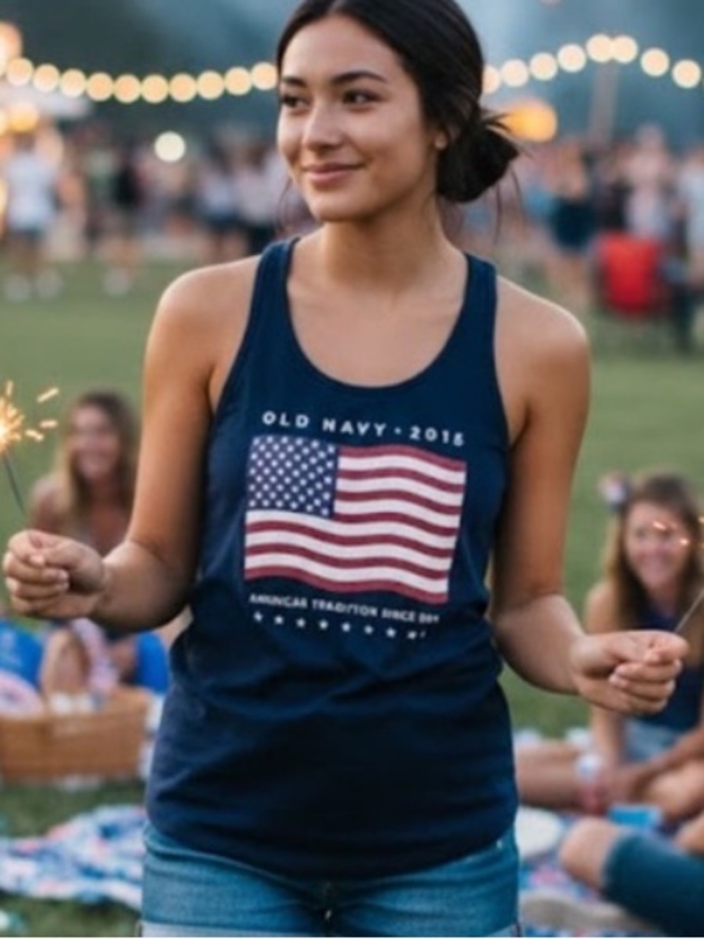 Old Navy American Flag Tank top 2015 size medium navy blue 4th July sleeveless
